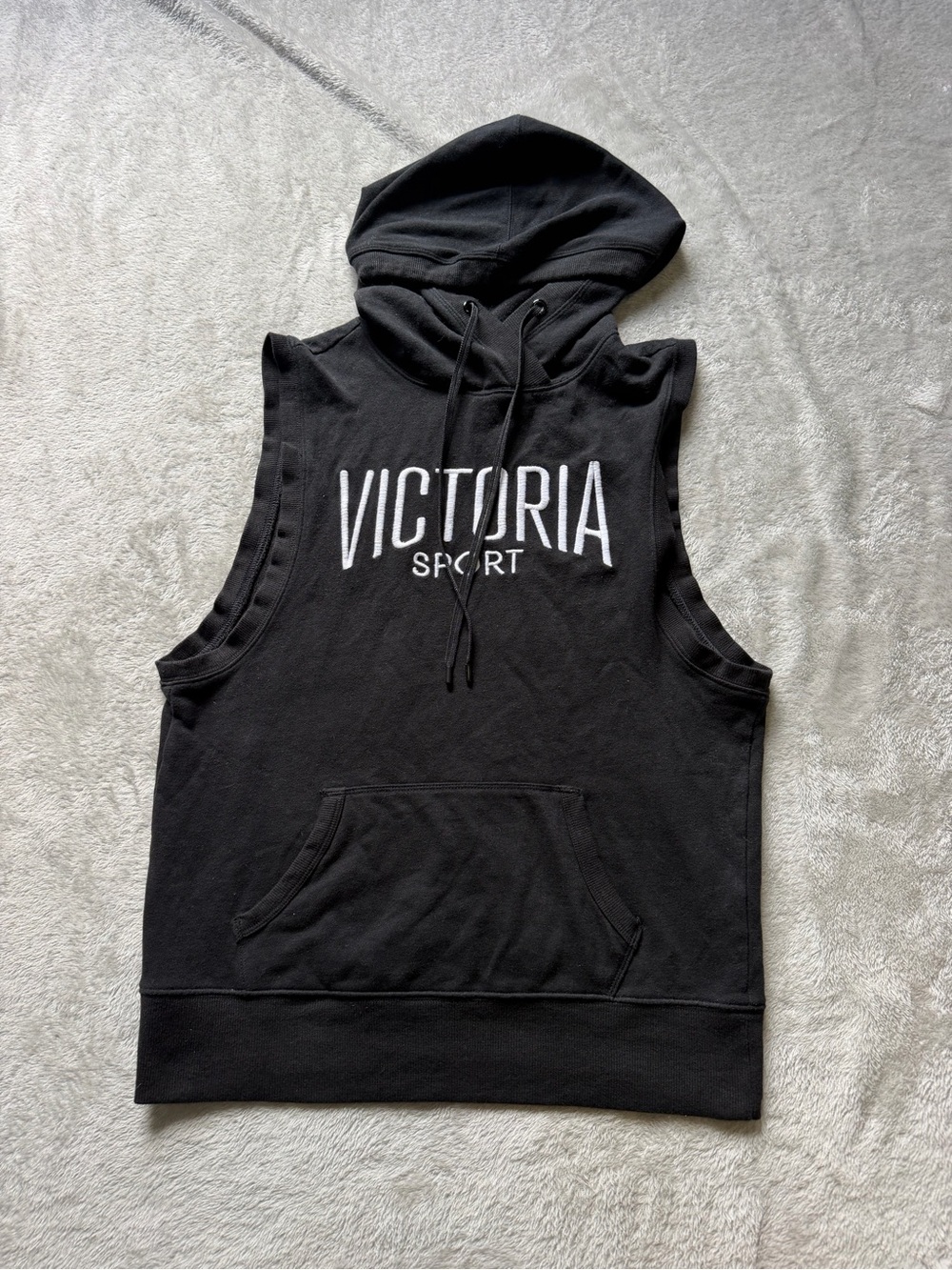 Victoria's Secret Black Sleeveless Hoodie Vest